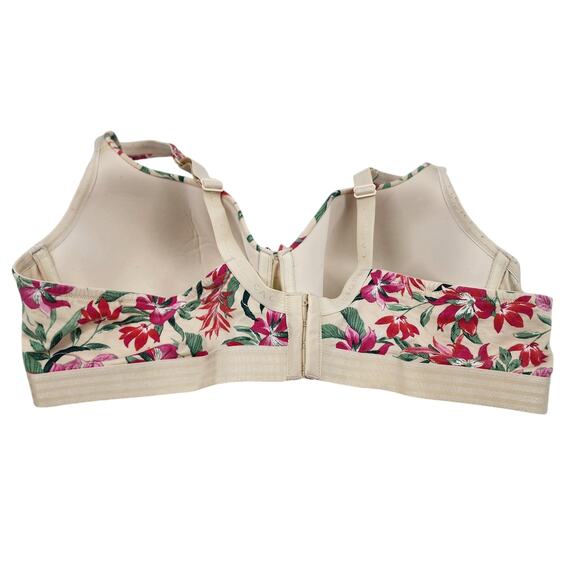 Cacique Beige Floral Lightly Lined T-Shirt Underwire Full Coverage Bra Size 46C - Picture 4 of 4